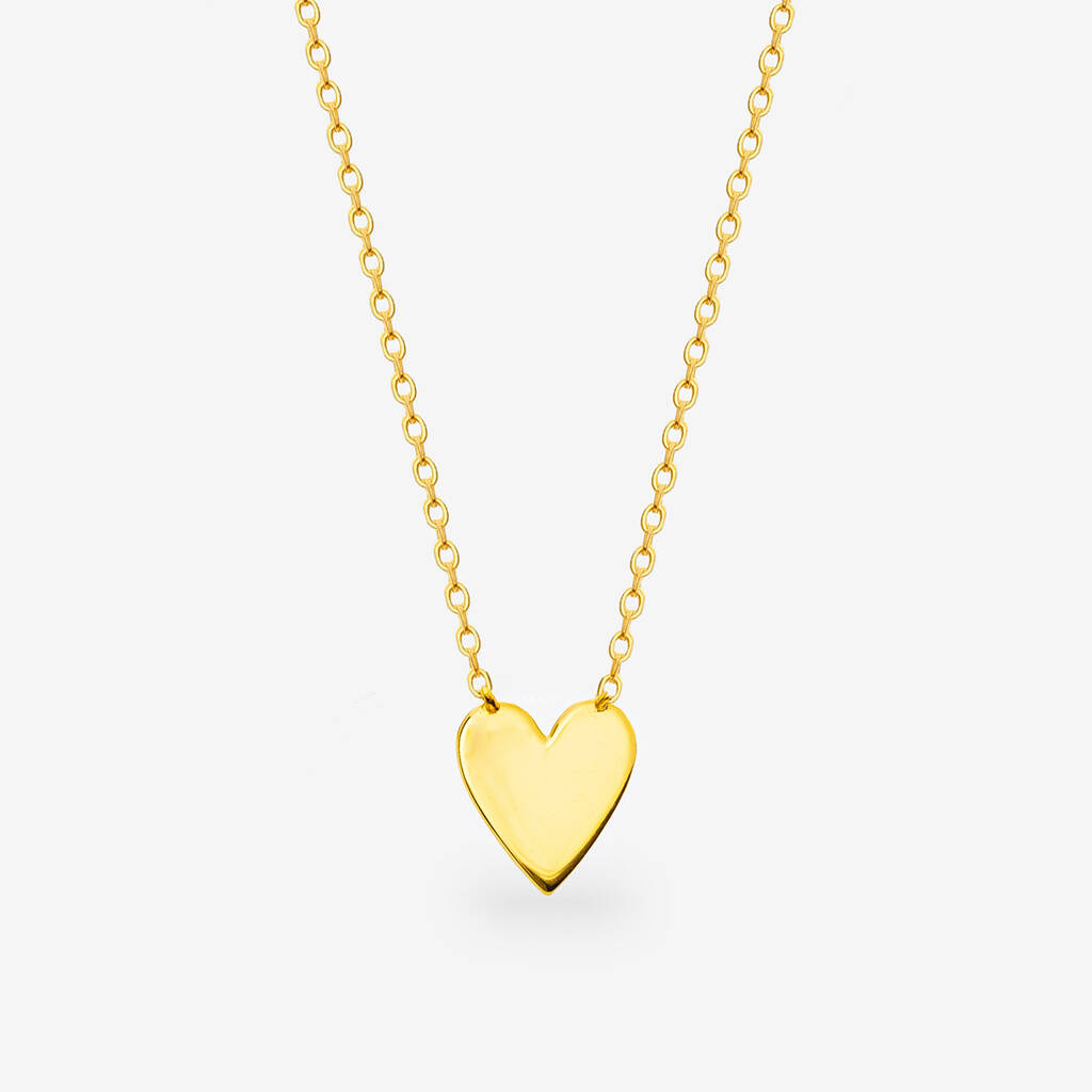Solid Heart Pendant Necklace Gift 18ct Gold Plated, 1 of 5