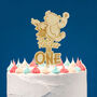 Personalised Pooh Bear Wooden Cake Topper Childrens Birthday, thumbnail 1 of 3