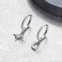 Silver Colour Moon And Star Crystal Drop Hoop Earrings, thumbnail 2 of 3