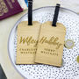 Personalised Hubby And Wifey Wooden Luggage Tag Wedding, thumbnail 1 of 3