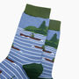 Canoeing Bamboo Socks In Blue, thumbnail 2 of 4