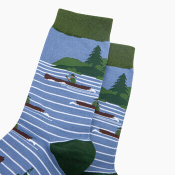 Canoeing Bamboo Socks In Blue, 2 of 4