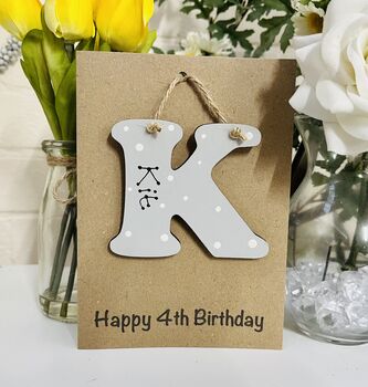 Personalised 4th Birthday Letter Wooden Keepsake Card, 2 of 3