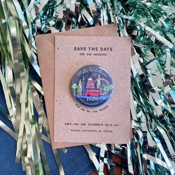 London Skyline Illustration Magnet Wedding Save The Date, 2 of 8