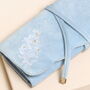 Blue Floral Embroidered Velvet Jewellery Roll, thumbnail 2 of 6