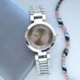 Engraved Silver Wrist Watch With Cinnamon Face, thumbnail 3 of 3