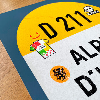 Personalised Cycling Road Sign, Alpe D’huez Art Poster, 9 of 9