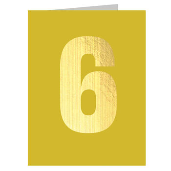 Mini Gold Foiled Number Six Card, 2 of 5