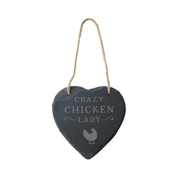 Bramble Farm 'Crazy Chicken Lady' Slate Heart Hanger, 2 of 3