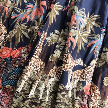 Giraffe Print Cotton Midi Skirt, 4 of 7