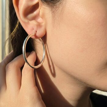 Everyday Minimalist Plain Sterling Silver Hoop Earrings, 2 of 5