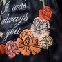 Black Leather Jacket With Floral Embroidery, thumbnail 3 of 5