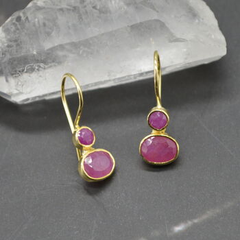 Red Ruby Sterling Silver Drop Earrings, 2 of 9