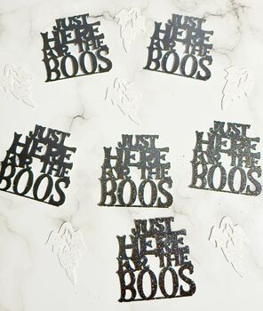 25 X Halloween Confetti, Here For The Boos, Ghost, Halloween Party Decor, 2 of 5