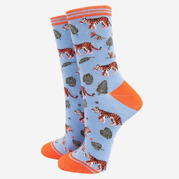 Women's Elephant Tiger And Jungle Bamboo Socks Gift Set, 5 of 5