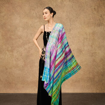 100% Mulberry Silk Scarf, Rainbow Colour In Gift Box, 7 of 12