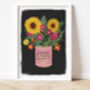Sunflowers Posy In Vintage Tin Print, thumbnail 4 of 4