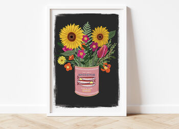 Sunflowers Posy In Vintage Tin Print, 4 of 4