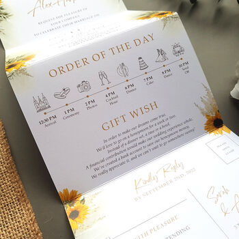 Sunflower Wedding Invitation Sample, 4 of 10