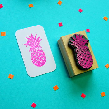 Tropical Flamingo Pineapple And Palm Tree Rubber Stamps, 3 of 5