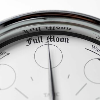 Handmade Classic Moon Phase Clock In Chrome, 3 of 9