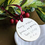 Handwritten Message Brass Christmas Decoration, thumbnail 2 of 3