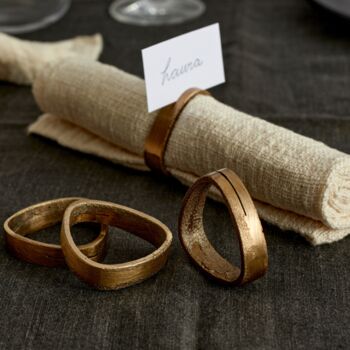 Tyra Brass Napkin Rings Set Of Four, 2 of 5