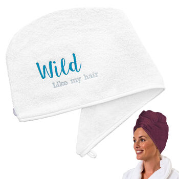 Embroidered Hair Turban Towel With Funny Phrase, 8 of 9