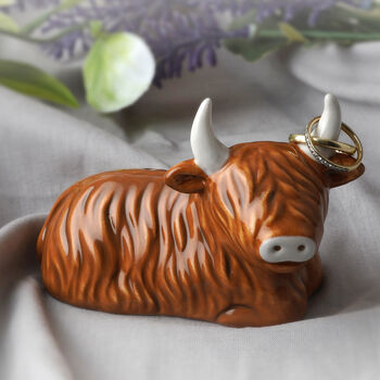 Bramble Farm Highland Cow Ring Holder In Gift Box, 5 of 5
