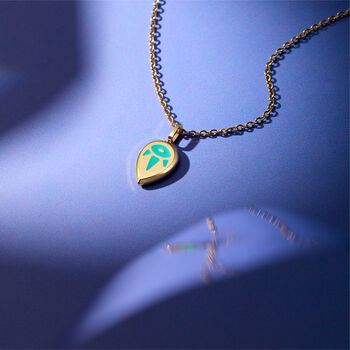 Turquoise Serene Mint Green Glowing Pendant Necklace With Uv Keyring Torch, 3 of 10