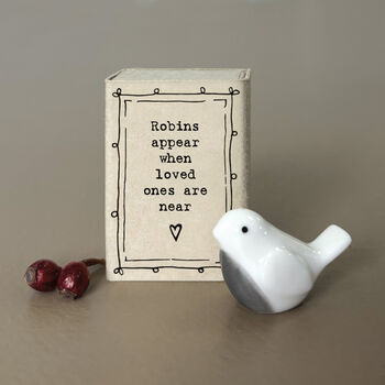 Mini White Porcelain Robin Condolence Matchbox Keepsake Gift, 4 of 4