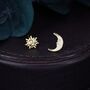 Mismatched Sun And Moon Stud Earrings, thumbnail 5 of 12