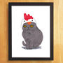 Cat Print Cat In Chicken Hat Print, thumbnail 2 of 2
