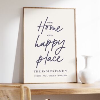 Our Home Our Happy Place Personalised Print, 2 of 2