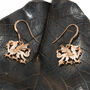 Welsh Dragon Earrings In Silver And Rose Gold, thumbnail 1 of 2