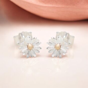 Sterling Silver April Birth Flower Daisy Stud Earrings, 3 of 7