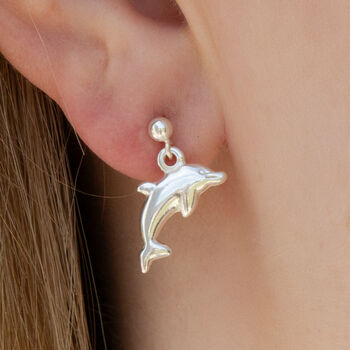 Sterling Silver Dolphin Earrings, 3 of 7