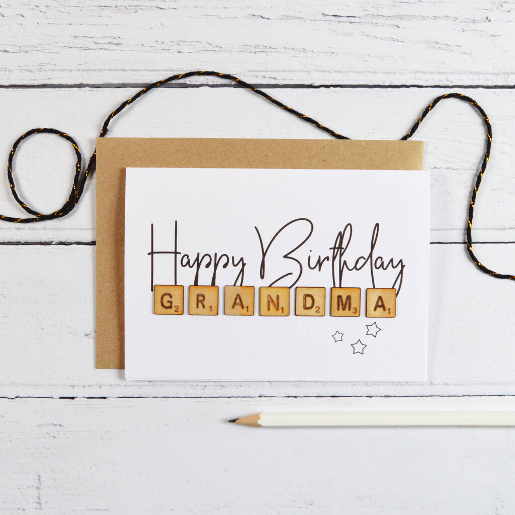 Happy Birthday Grandma Wooden Tiles Card By Altered Chic