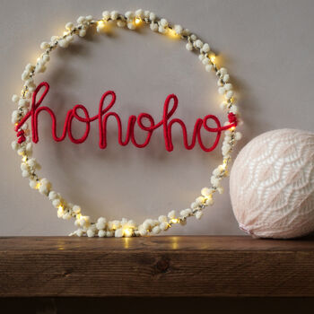 Ho Ho Ho Fairy Light Wreath, 4 of 8