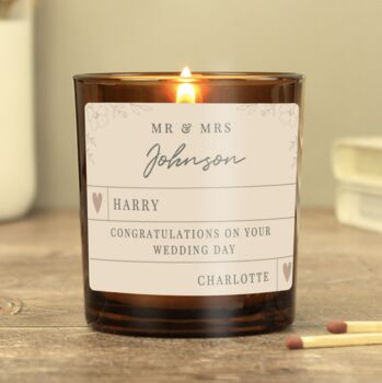 Personalised Wedding Party Amber Glass Candle, 4 of 4