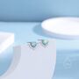 Vintage Aqua Green Opal Flower Cz Stud Earrings, thumbnail 4 of 12