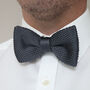 Men's Knitted Bow Tie In Dark Grey | Perfect Wedding Neck Tie For Groomsmen | Gents Woven Tie, thumbnail 1 of 9