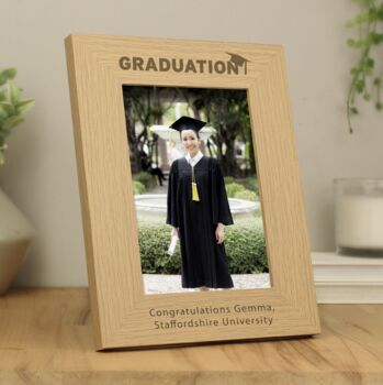 Personalised Graduation Oak Finish Photo Frame, 2 of 3