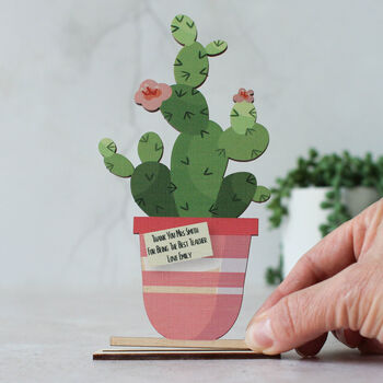 Personalised Wooden Card, Cactus, 2 of 5