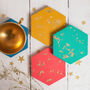 Colourful Gold Leaf Jesmonite Hexagon Coaster Set, thumbnail 4 of 5