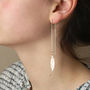 Gold Vermeil Feather Threader Earrings, thumbnail 2 of 9