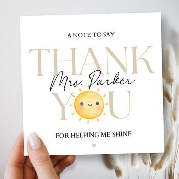 Teacher Thank You Card, Sun Key Worker Appreciation End Of Term Gift, 3 of 3