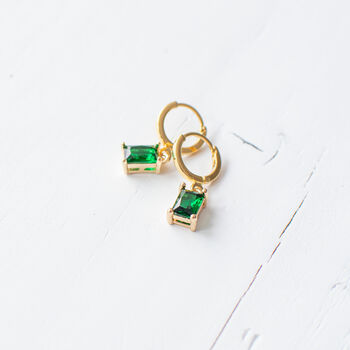 Emerald Green Huggie Earrings, 7 of 9