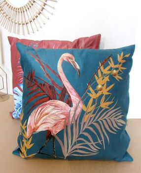 Teal Cushion 'Poise' Pink Flamingo Design, 3 of 5
