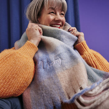 Personalised Pastel Multicoloured Check Winter Scarf, 3 of 8
